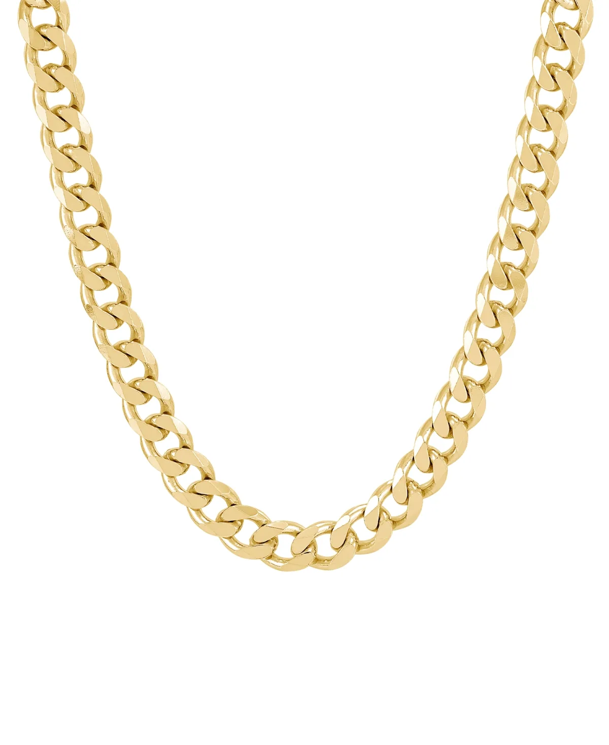 Solid Curb Chain Necklace in 18k Gold-Plated Sterling Silver by Italian Silver