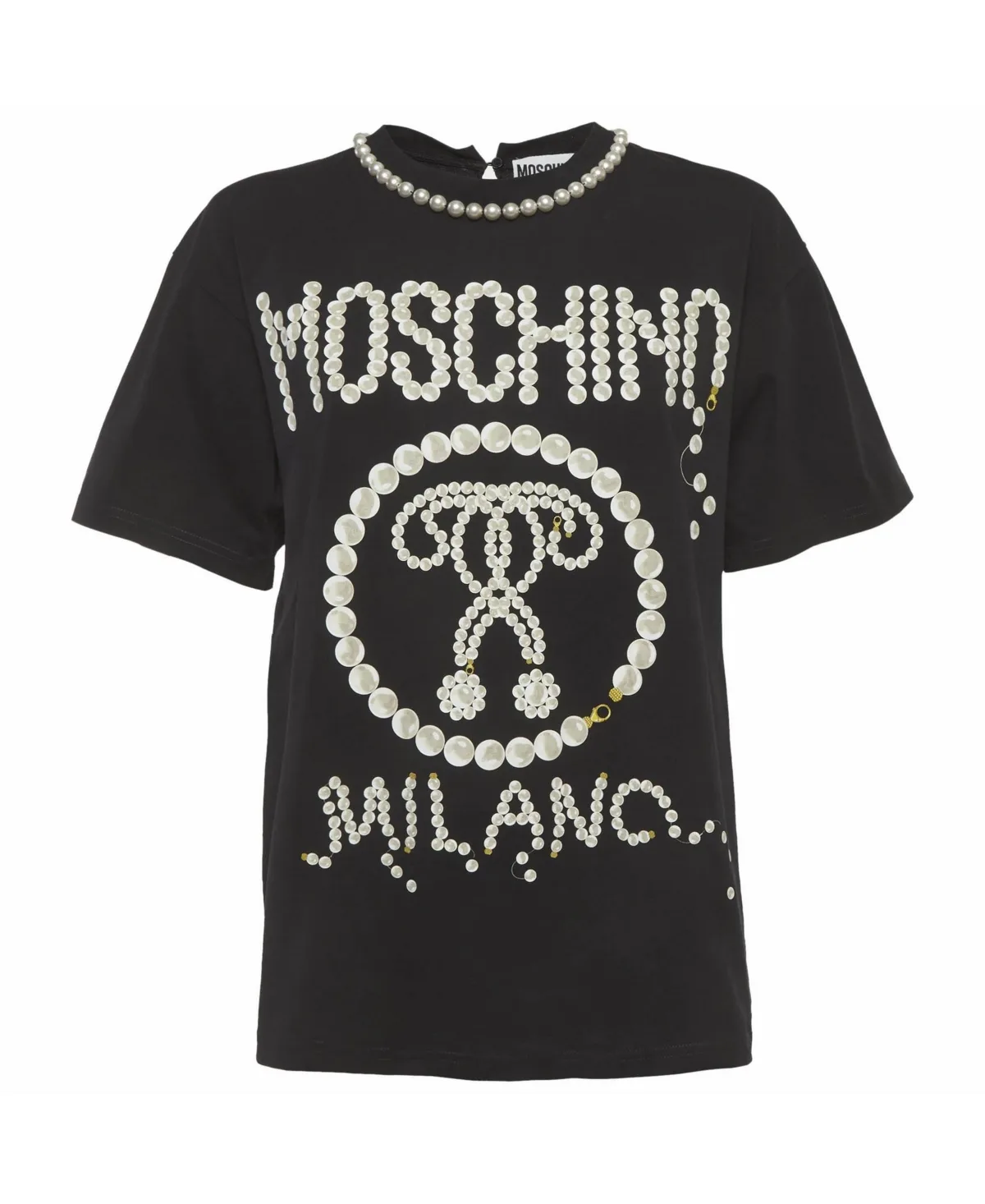 Pre-Owned Moschino Pearl Print Jersey Oversized T-Shirt by Moschino
