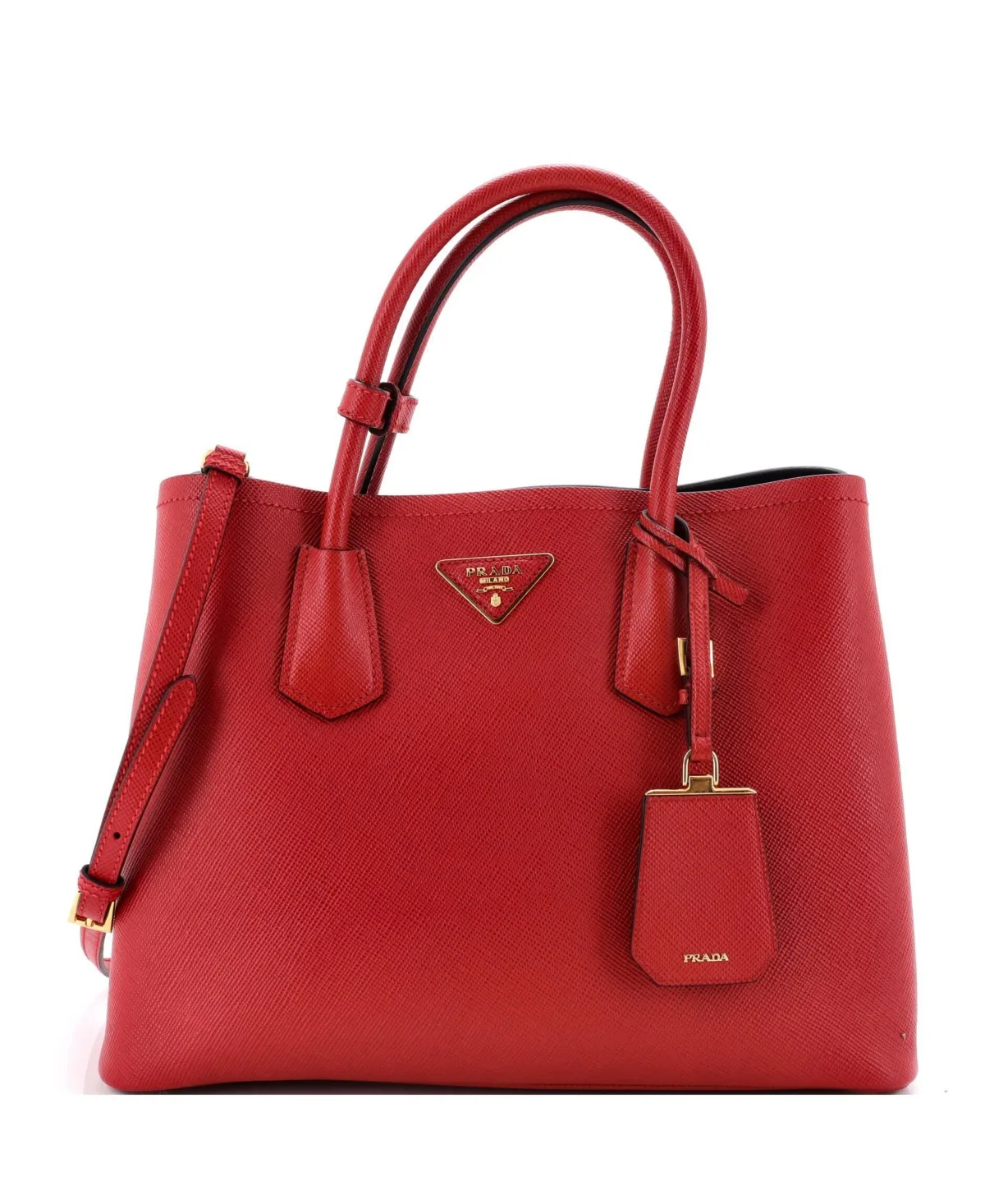 Pre-Owned Prada Medium Cuir Double Tote Saffiano Leather
