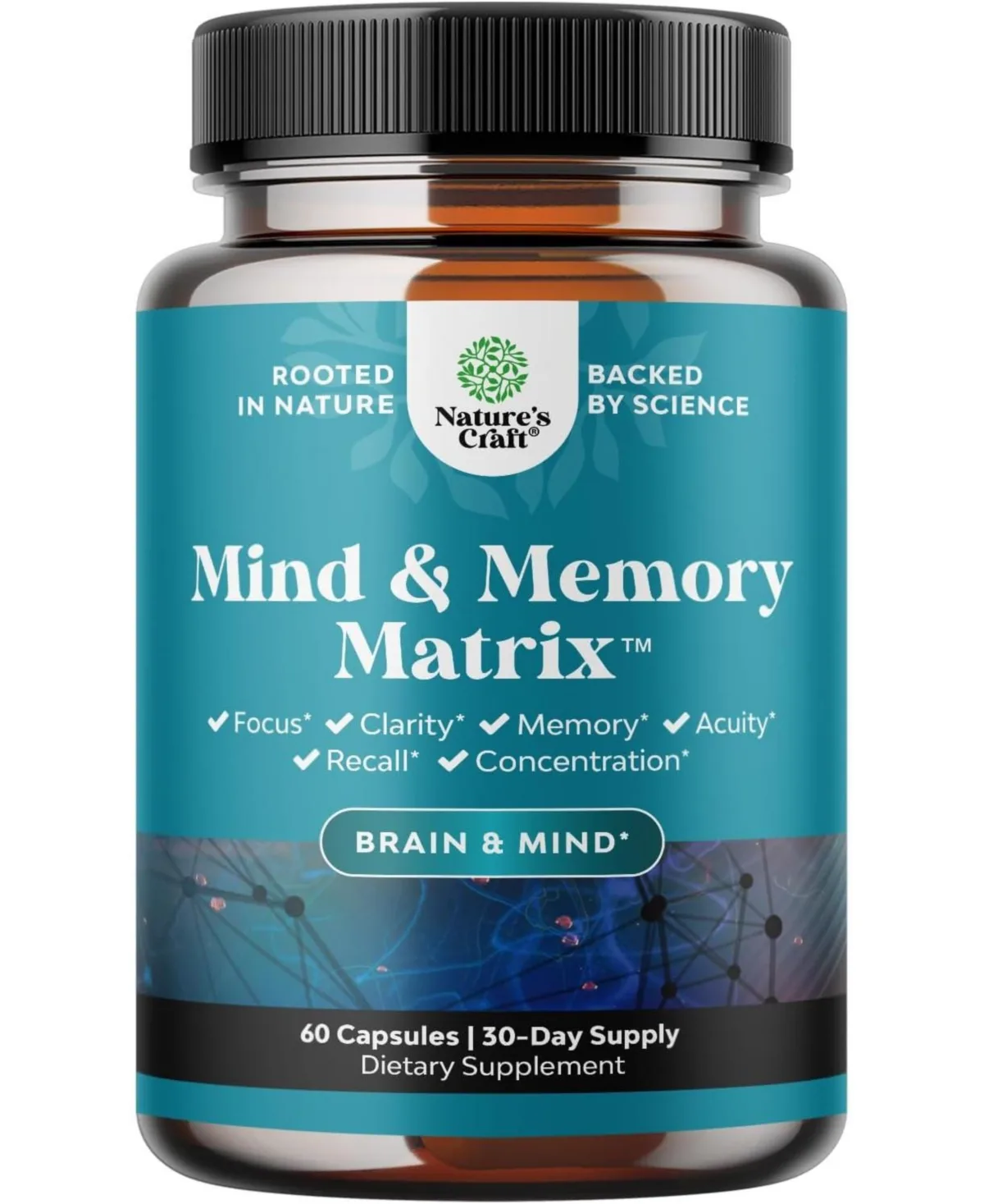 Mind and Memory Matrix 638mg - Bacopa Dmae Green Tea and Gaba Nootropic Complex - 60 Capsules by Natures Craft