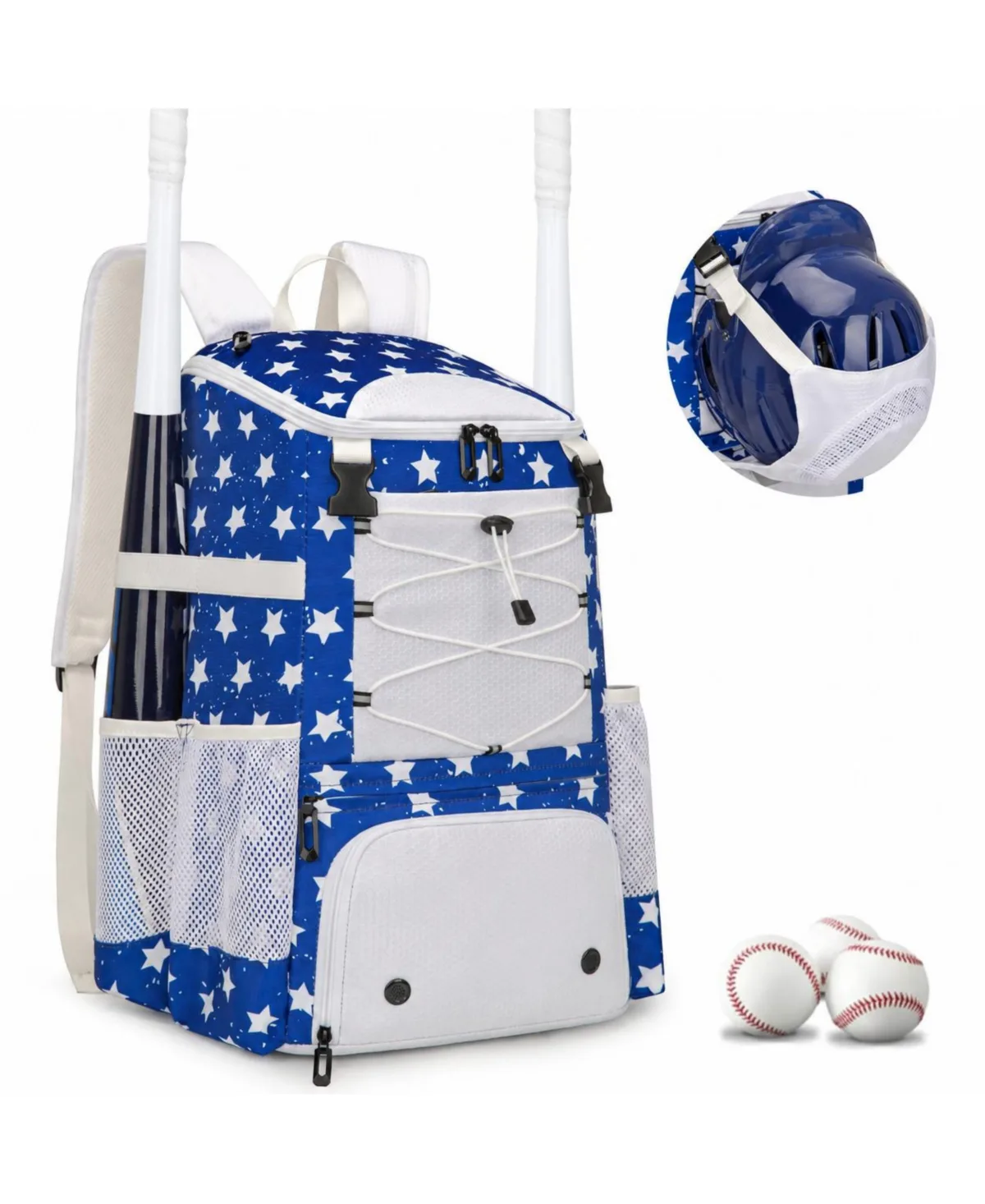 40L Large Capacity Baseball Softball Bag with Shoe Compartment Bat Holder