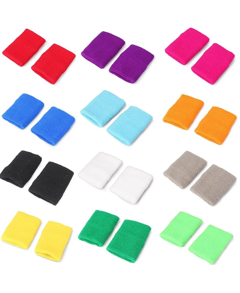12 Pairs Cotton Sports Wristbands for Gym Yoga Basketball Tennis by Furlihong