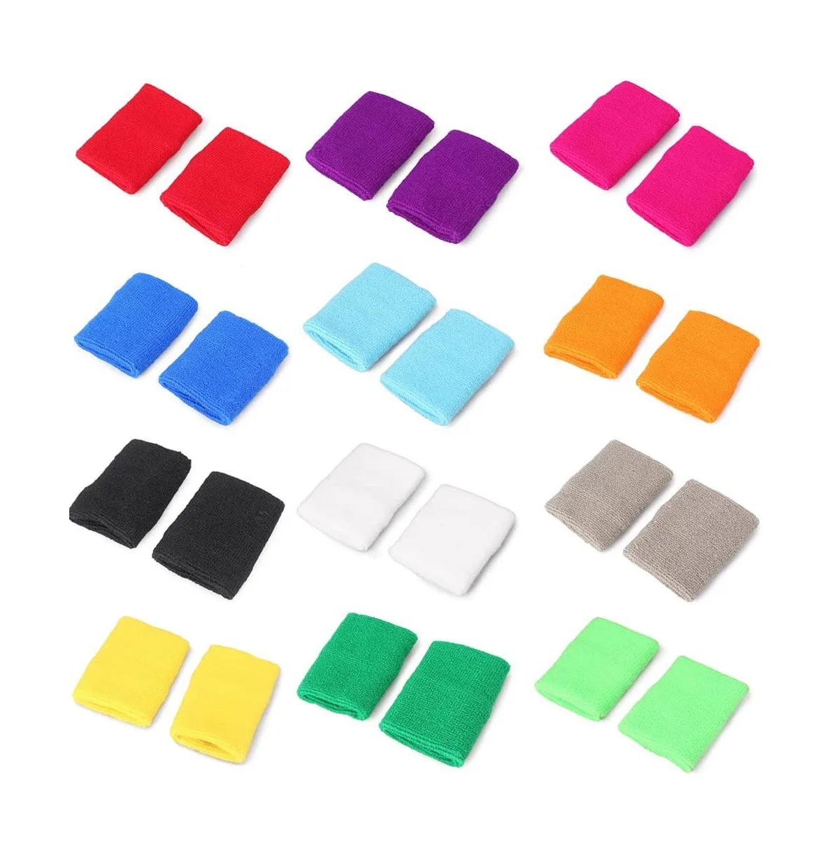 12 Pairs Cotton Sports Wristbands for Gym Yoga Basketball Tennis by Furlihong