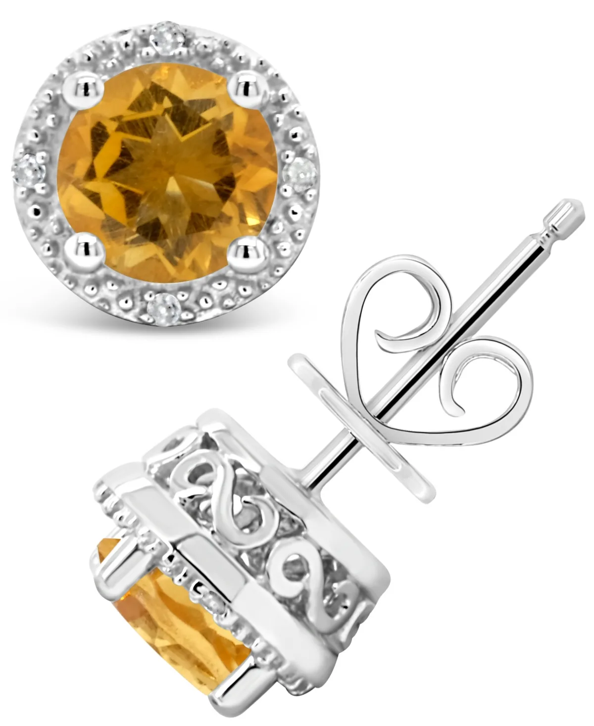 Gemstone (6mm) and Diamond Accent Stud Earrings in Sterling Silver by Macy's