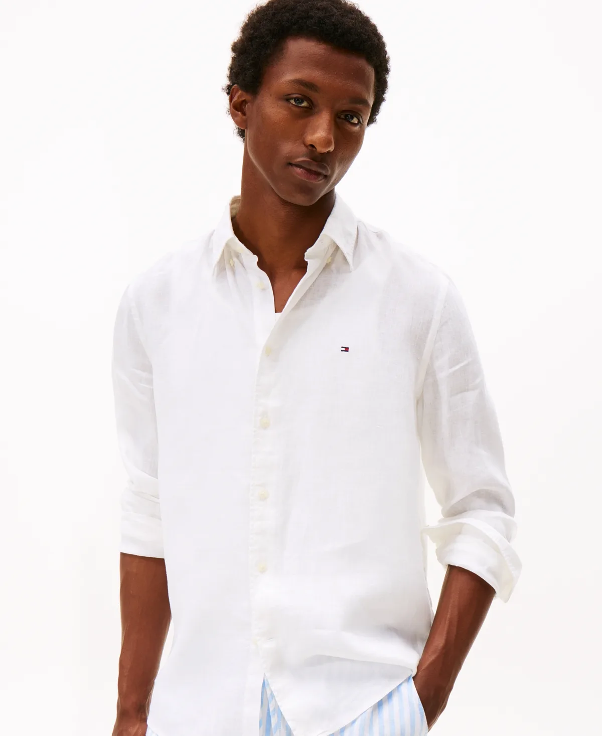 Pigment-Dyed Linen Button-Down Long Sleeve Shirt by Tommy Hilfiger