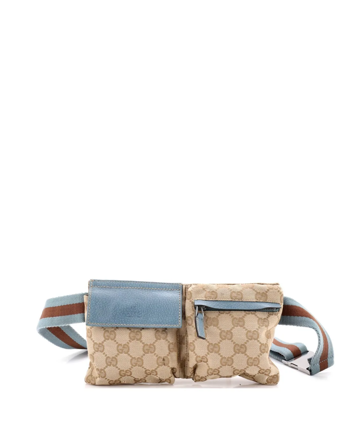 Pre-Owned Gucci Vintage Adjustable Gg Canvas with Leather Double Belt Bag by Gucci