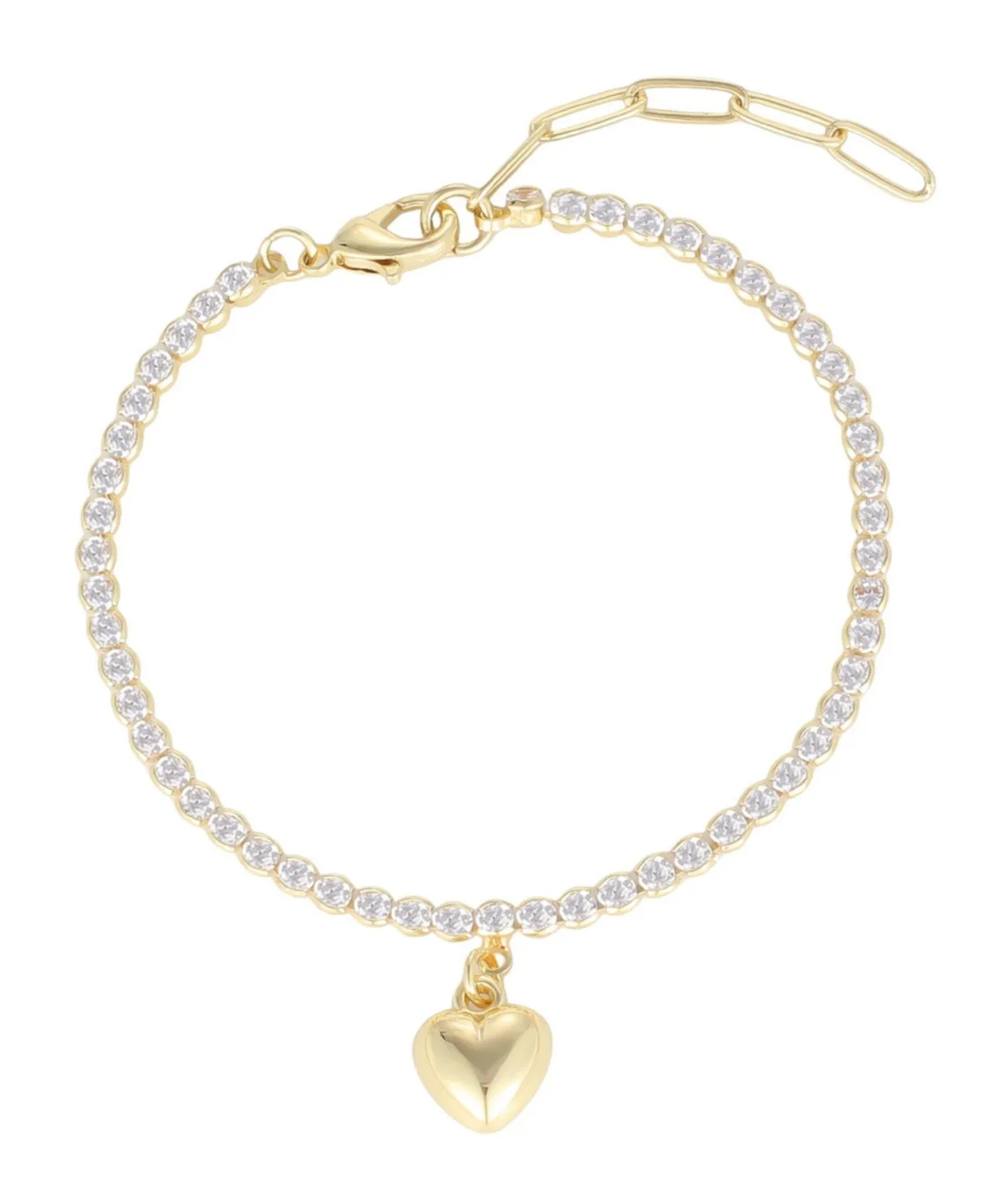 Cubic Zirconia Gold-Tone Heart Tennis Bracelet by Adornia