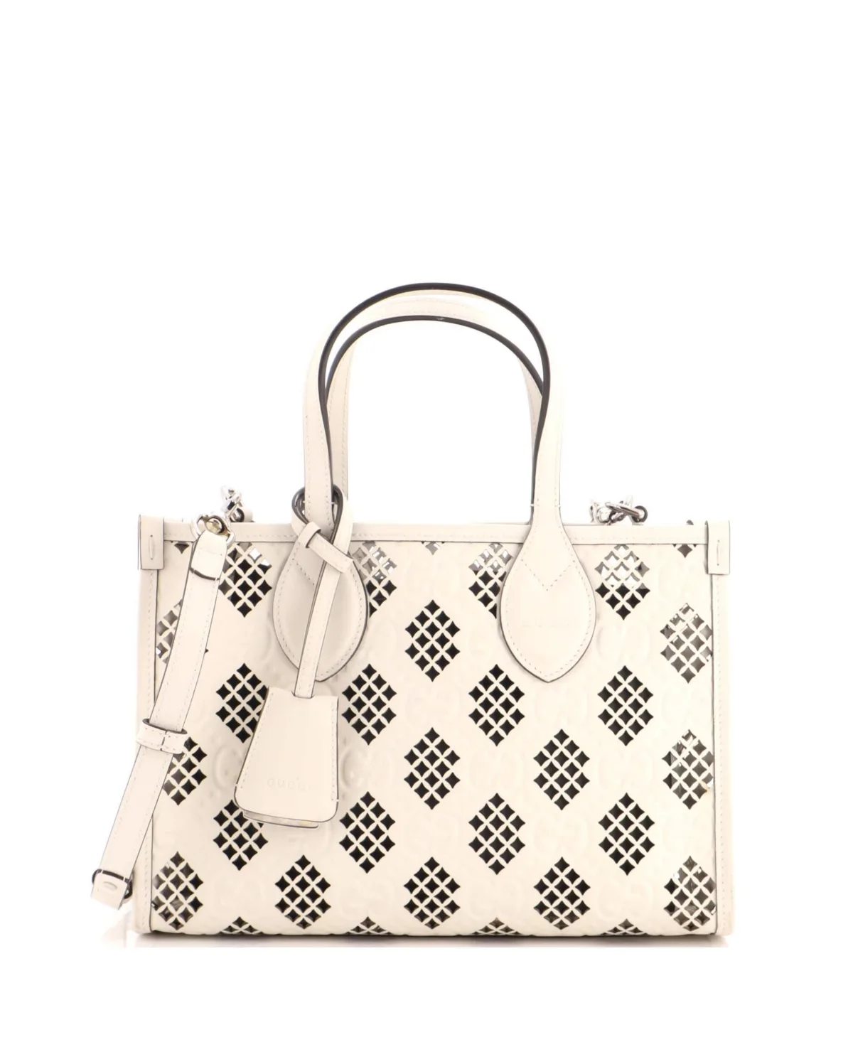 Pre-Owned Gucci Small Convertible Tote Gg Debossed Laser Cut Leather by Gucci