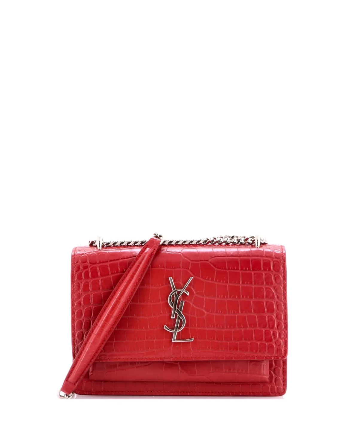 Pre-Owned Saint Laurent Sunset Chain Wallet Embossed Leather by Saint Laurent