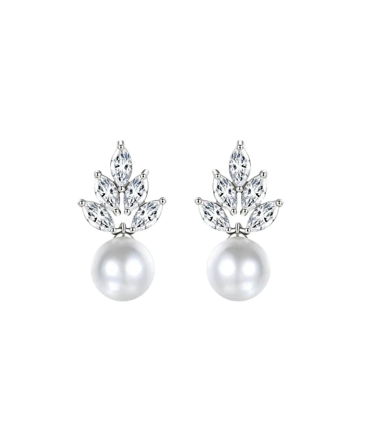 Imitation Pearl and Crystal Bridal Lennox Drop Earrings by Untamed Petals