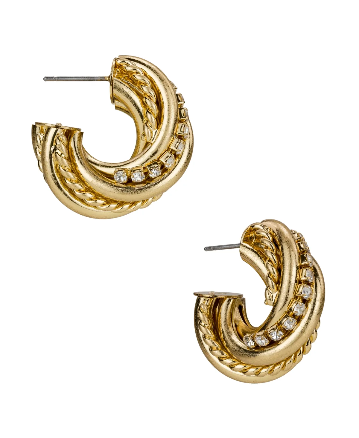 Gold-Plated Twisted Knot Hoop Earrings