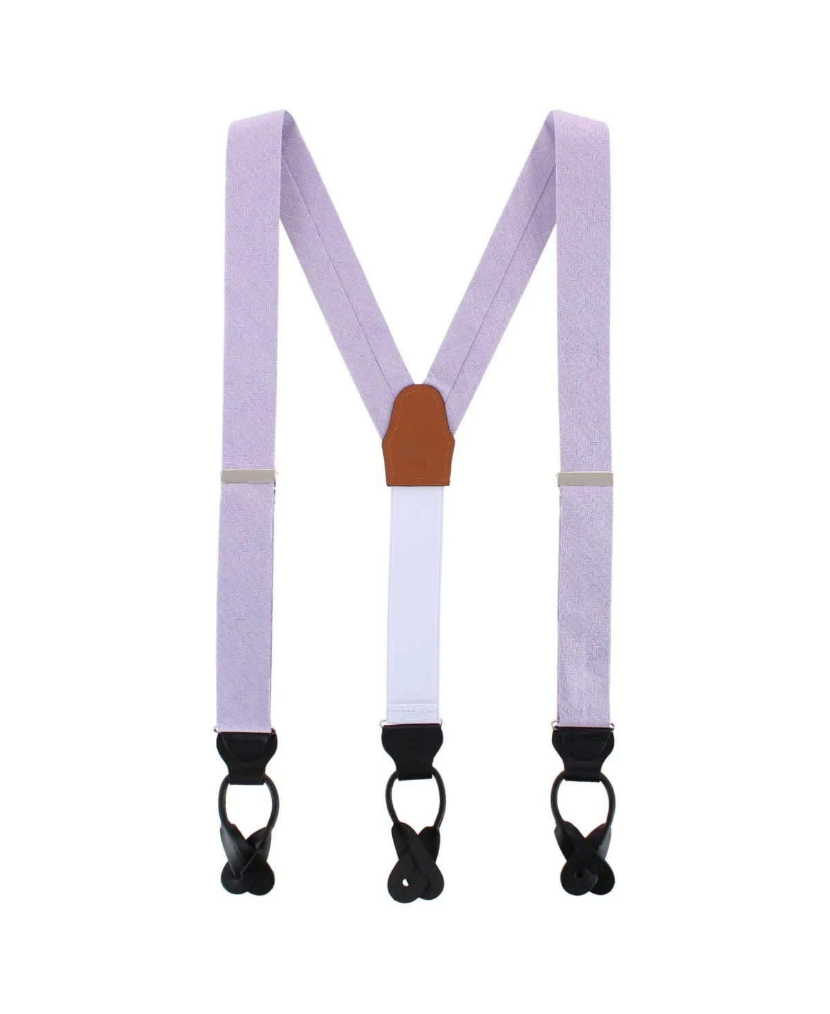 Herringbone Wool-Blend Button-End Suspenders