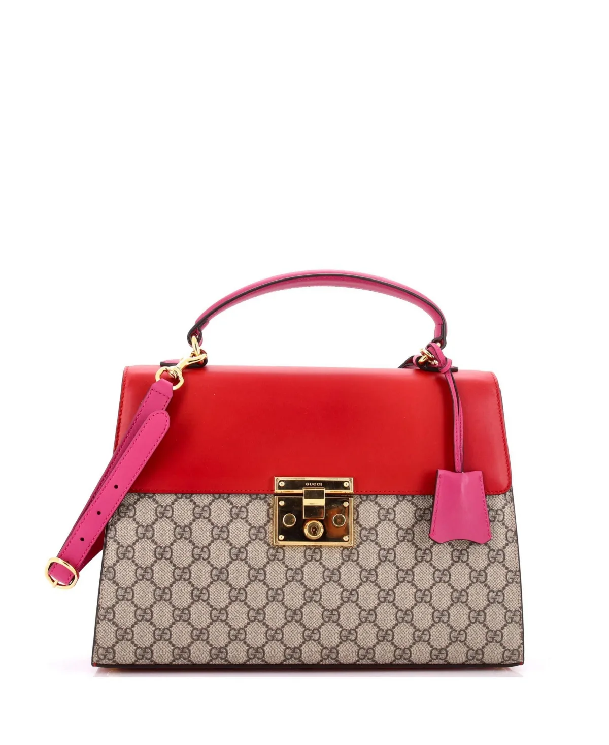 Pre-Owned Medium Padlock Top Handle Bag Gg Coated Canvas and Leather by Gucci