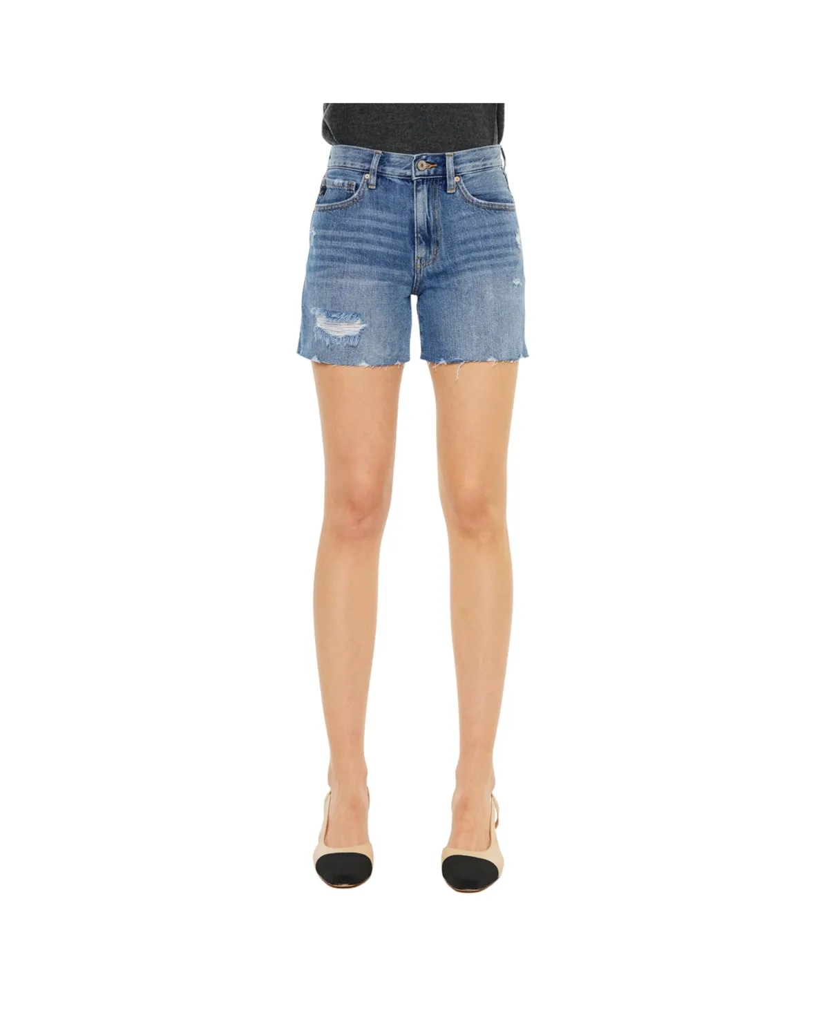 Bellini High-Waisted Raw-Hem Denim Shorts, 5" Inseam by Kancan