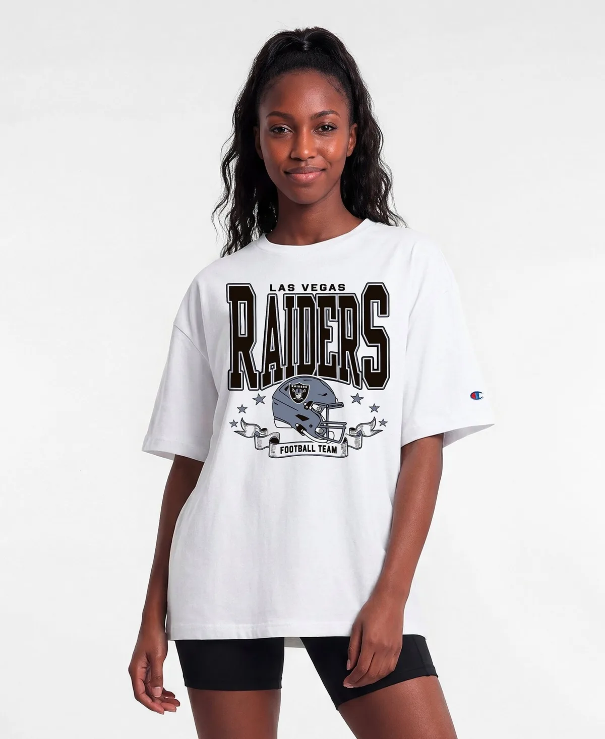 Las Vegas Raiders Screen-Print Oversized Graphic Tee by Champion