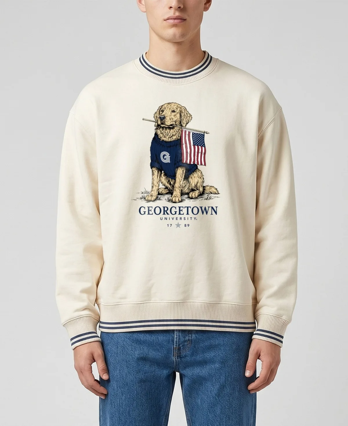 Graphic Fleece-Lined Crewneck Sweatshirt by Uscape Apparel