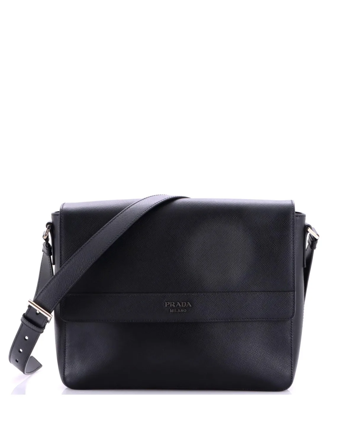 Pre-Owned Medium Logo Flap Messenger Bag Saffiano Leather