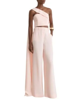 One Shoulder Scarf Bustier Top Wide Leg Tailored Trousers by Reiss