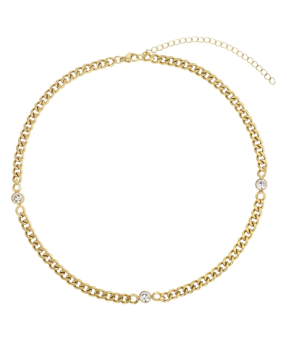 Crystal Dotted Curb Adjustable Necklace by Adornia