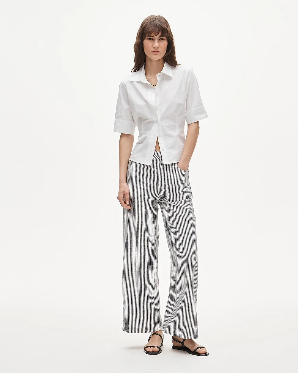 Five-Pocket Pant in Striped Stretch Linen Blend by J.Crew