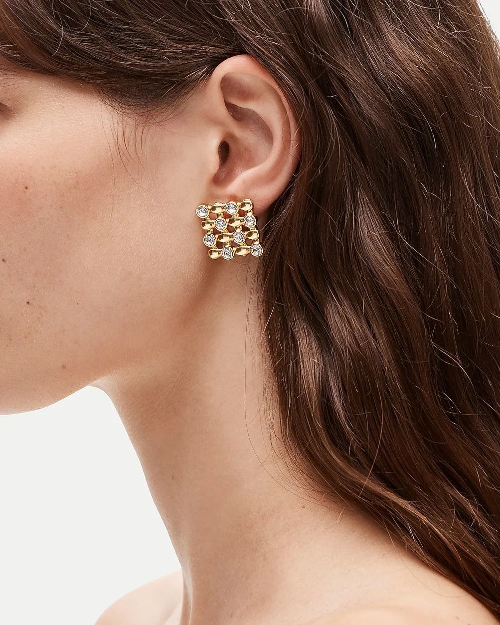 Grid Crystal Stud Earrings by J.Crew