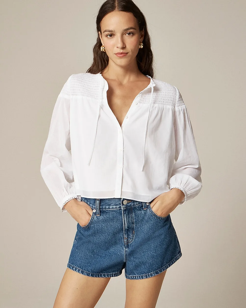 Popover Top in Cotton Voile by J.Crew