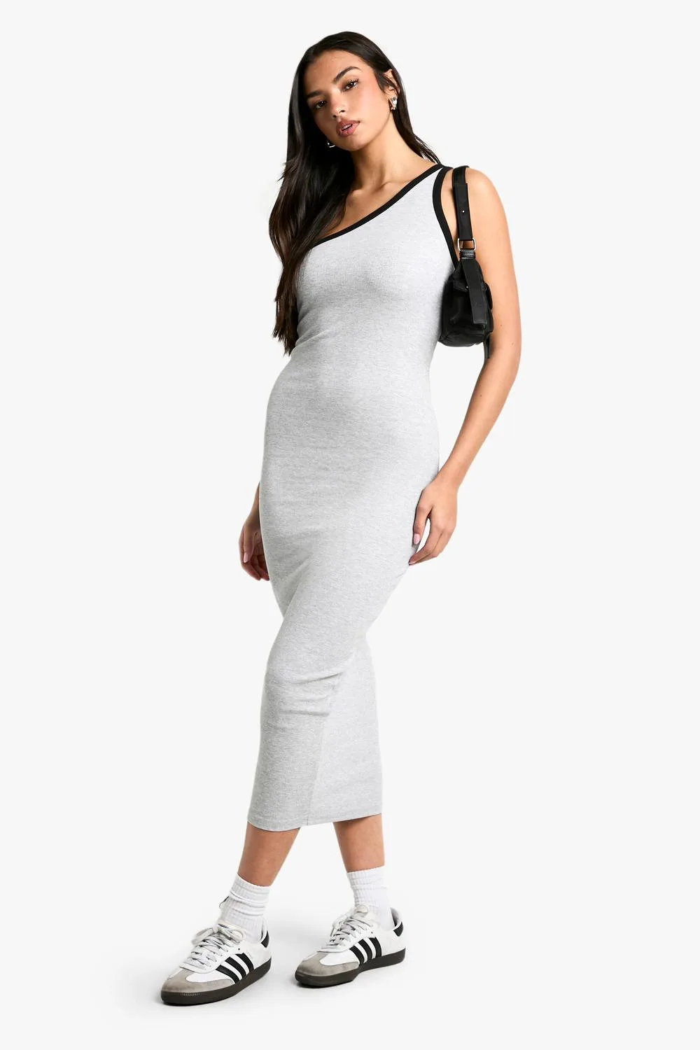 Contrast Binding One Shoulder Midaxi Dress by boohoo