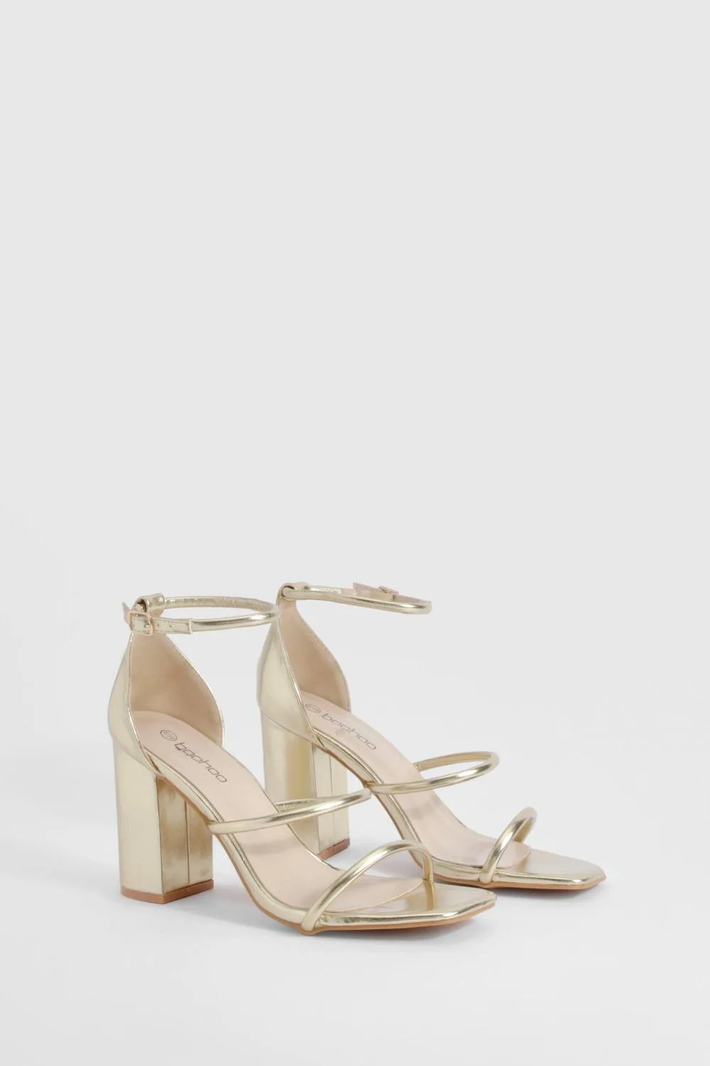 Triple Strap Block Heel Sandals by boohoo