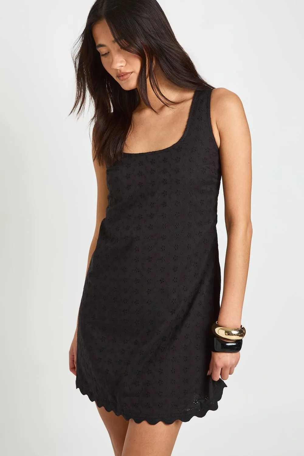 Broderie Scalloped Hem Shift Dress by boohoo