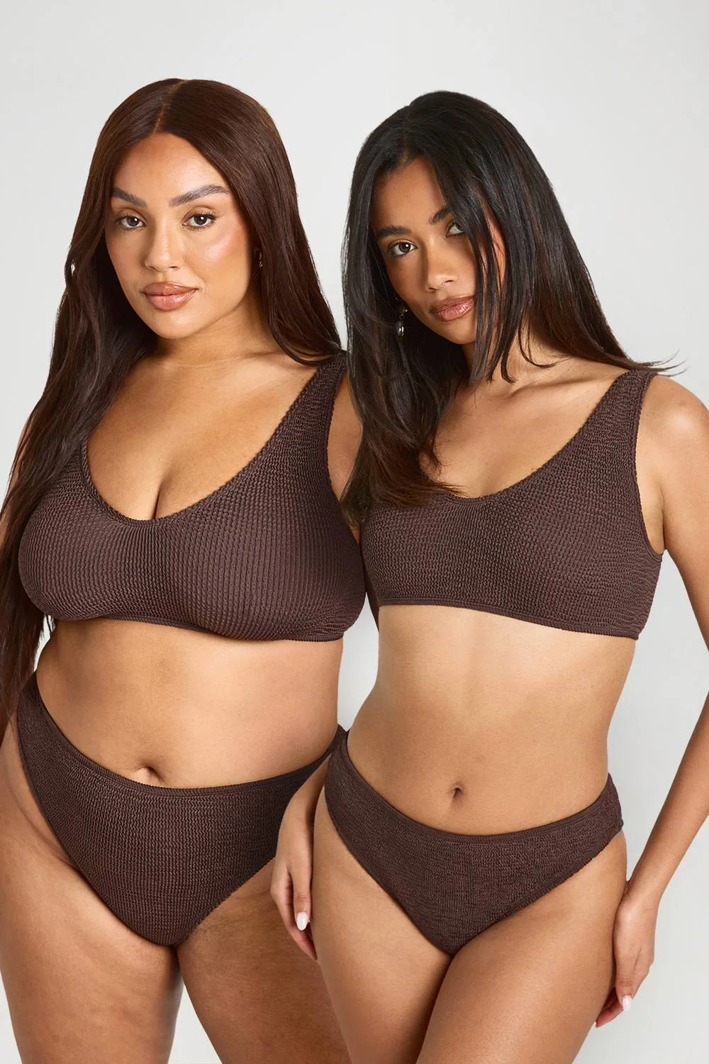 Crinkle High Waist Bikini Bottom by boohoo