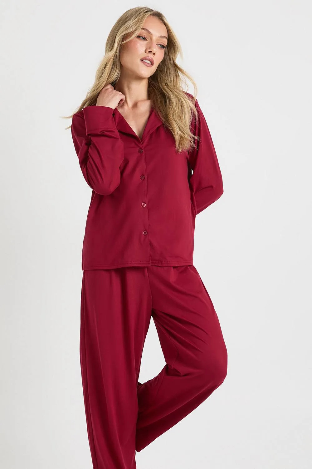 Soft Touch Button Through Shirt & Trouser Pyjama Set