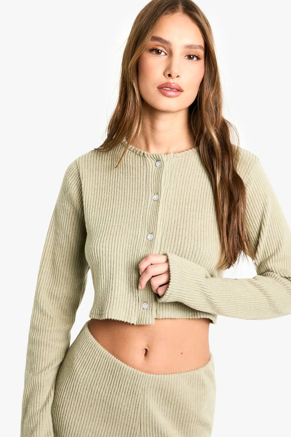 Brushed Chunky Rib Cardigan by boohoo