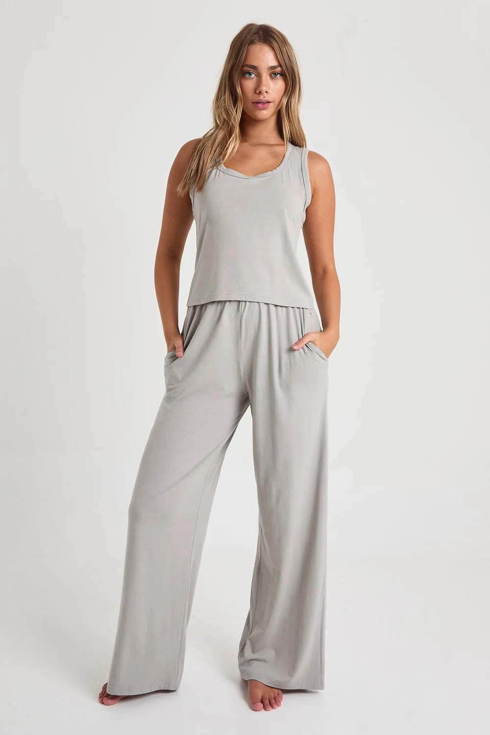 Modal Vest & Wide Leg Trousers Pyjama Set by boohoo