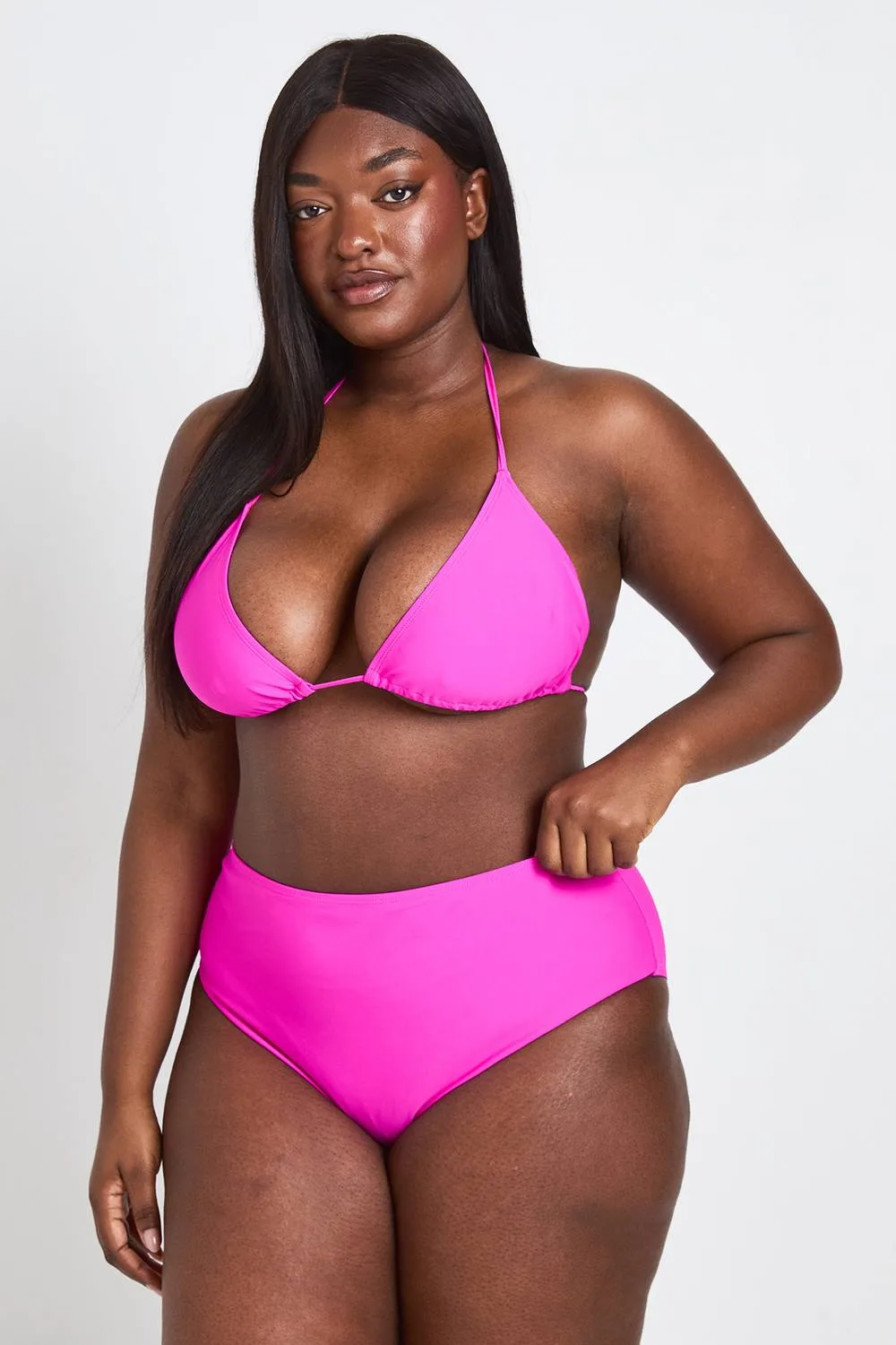 Essentials High Waist Bikini Bottom by boohoo