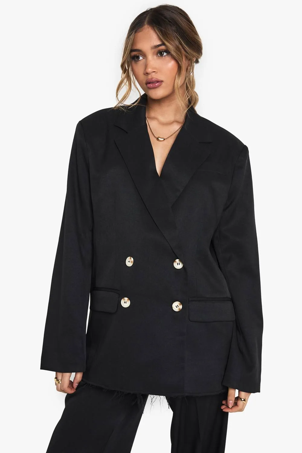 Woven Tailored Frayed Hem Blazer by boohoo