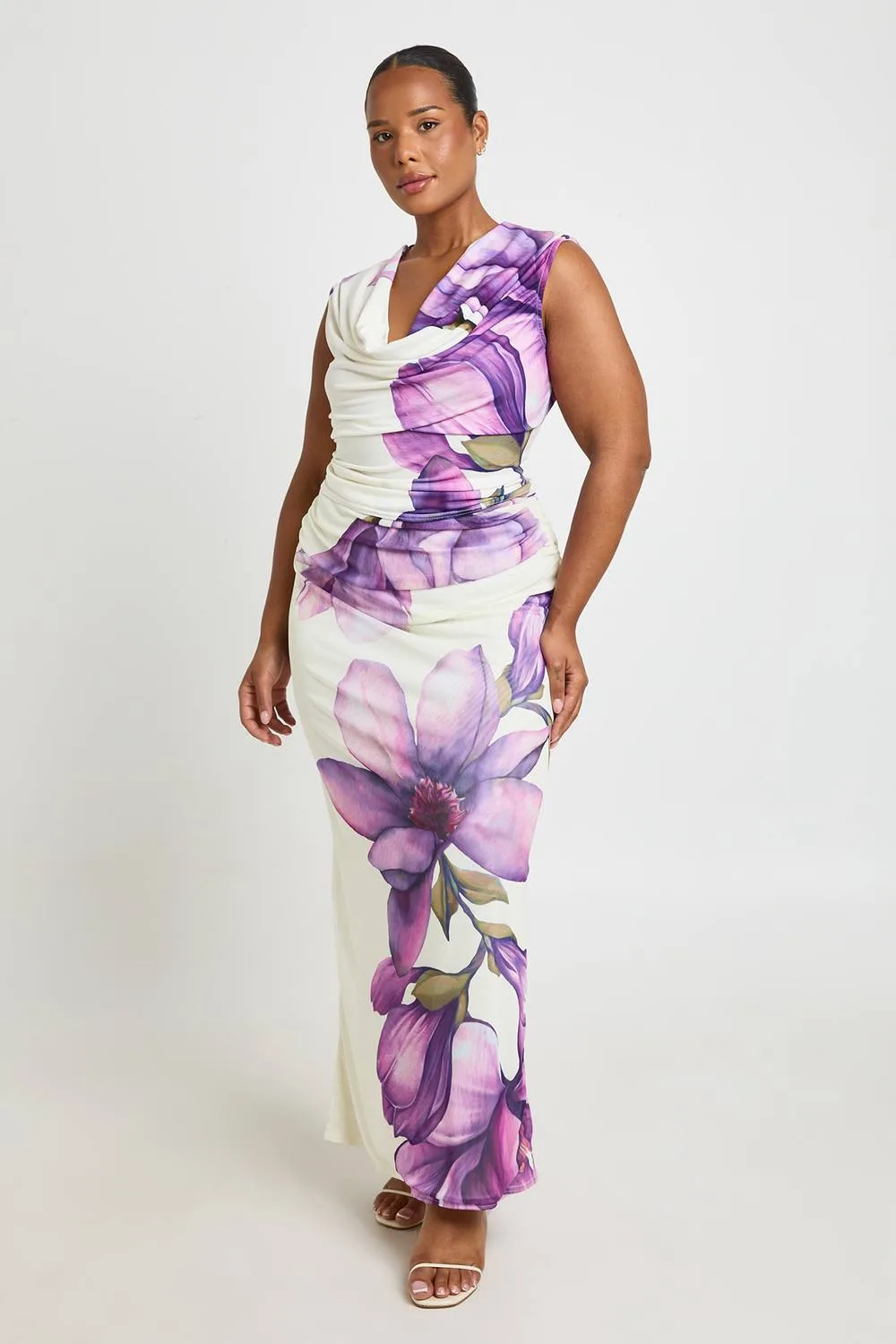 Floral Printed Mesh Maxi Skirt by boohoo