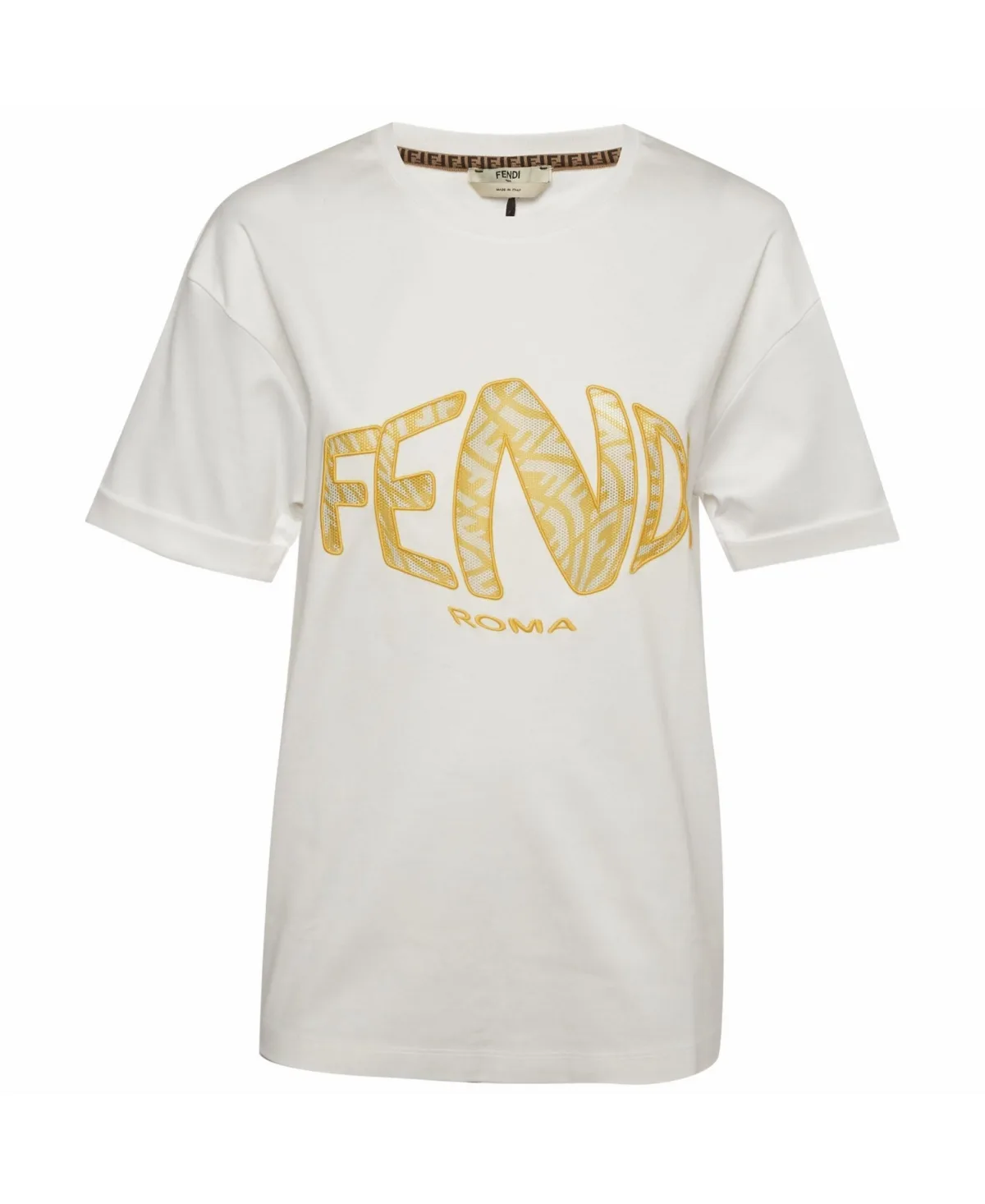 Pre-Owned Fish-Eye Logo Mesh T-Shirt by FENDI