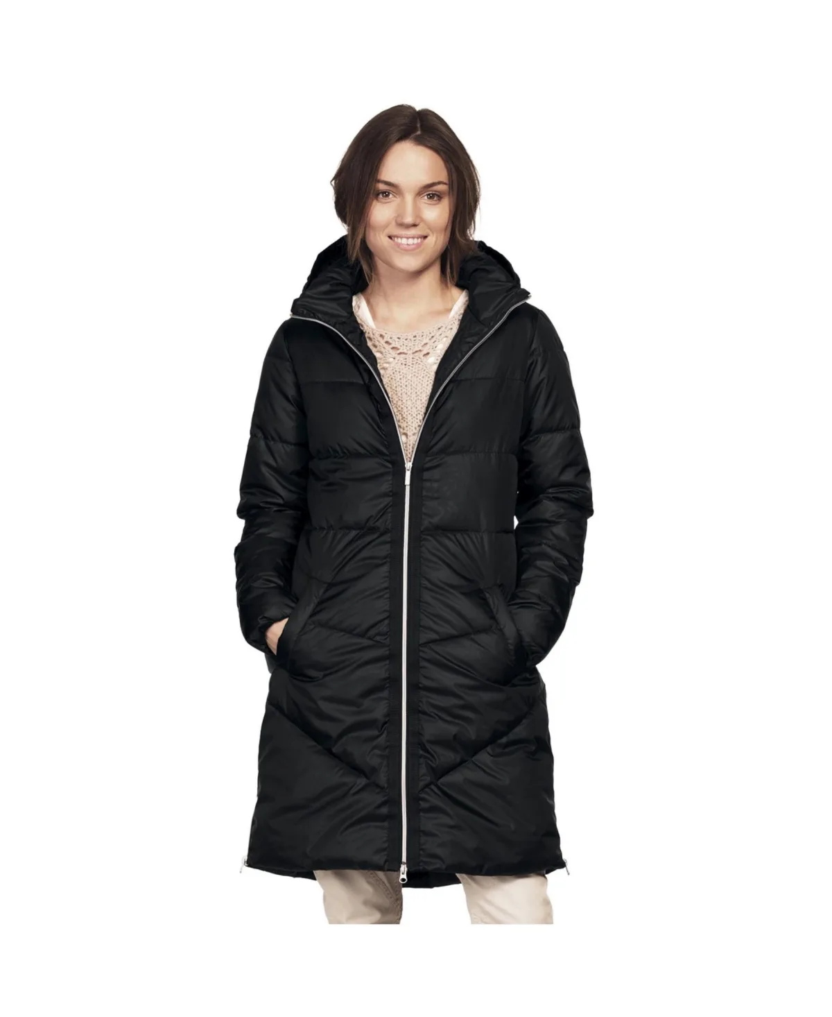 Hooded Quilted Long-Puffer Coat by Ellos