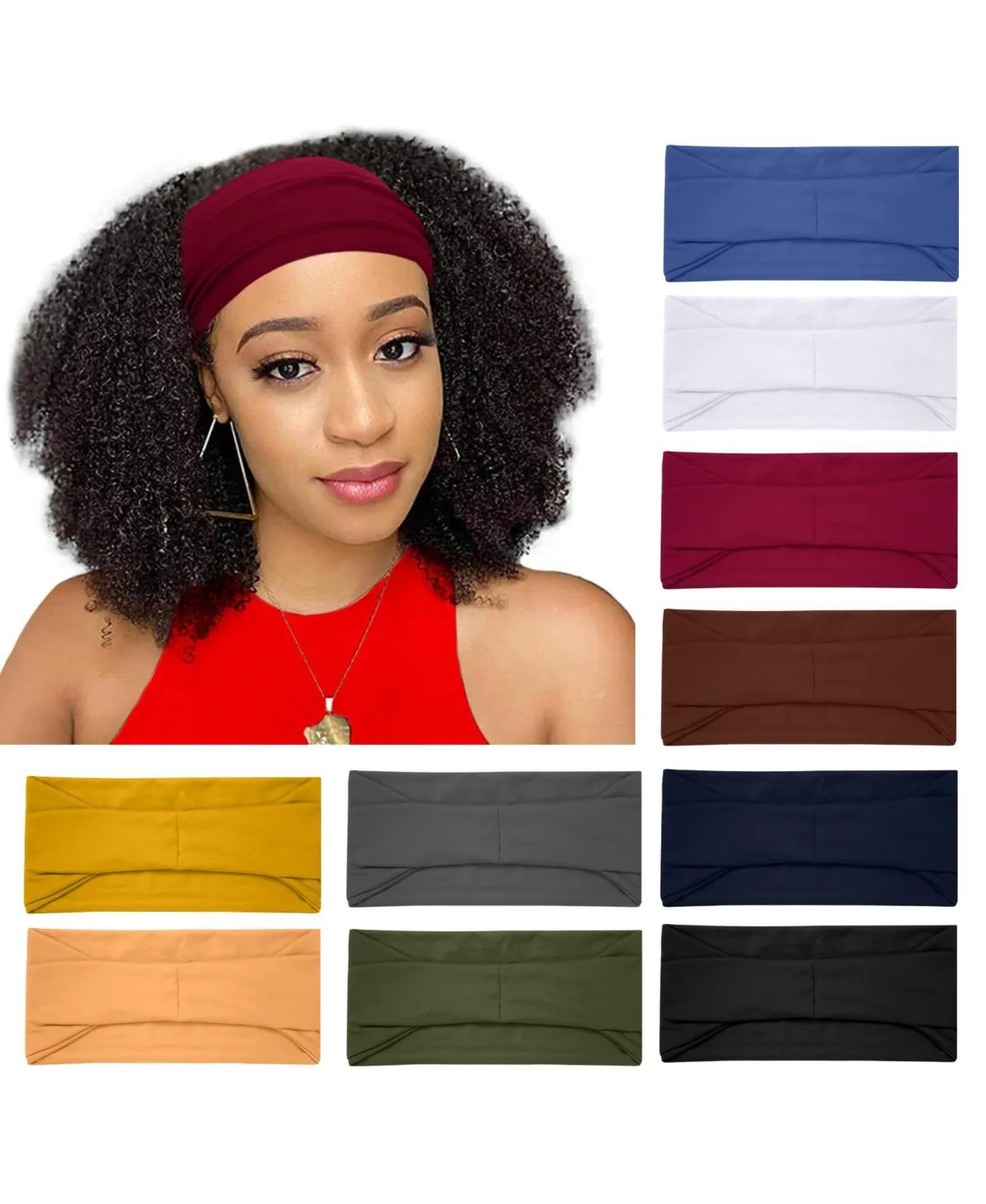Wide Non-Slip Headbands, 10-Pack by Sportneer