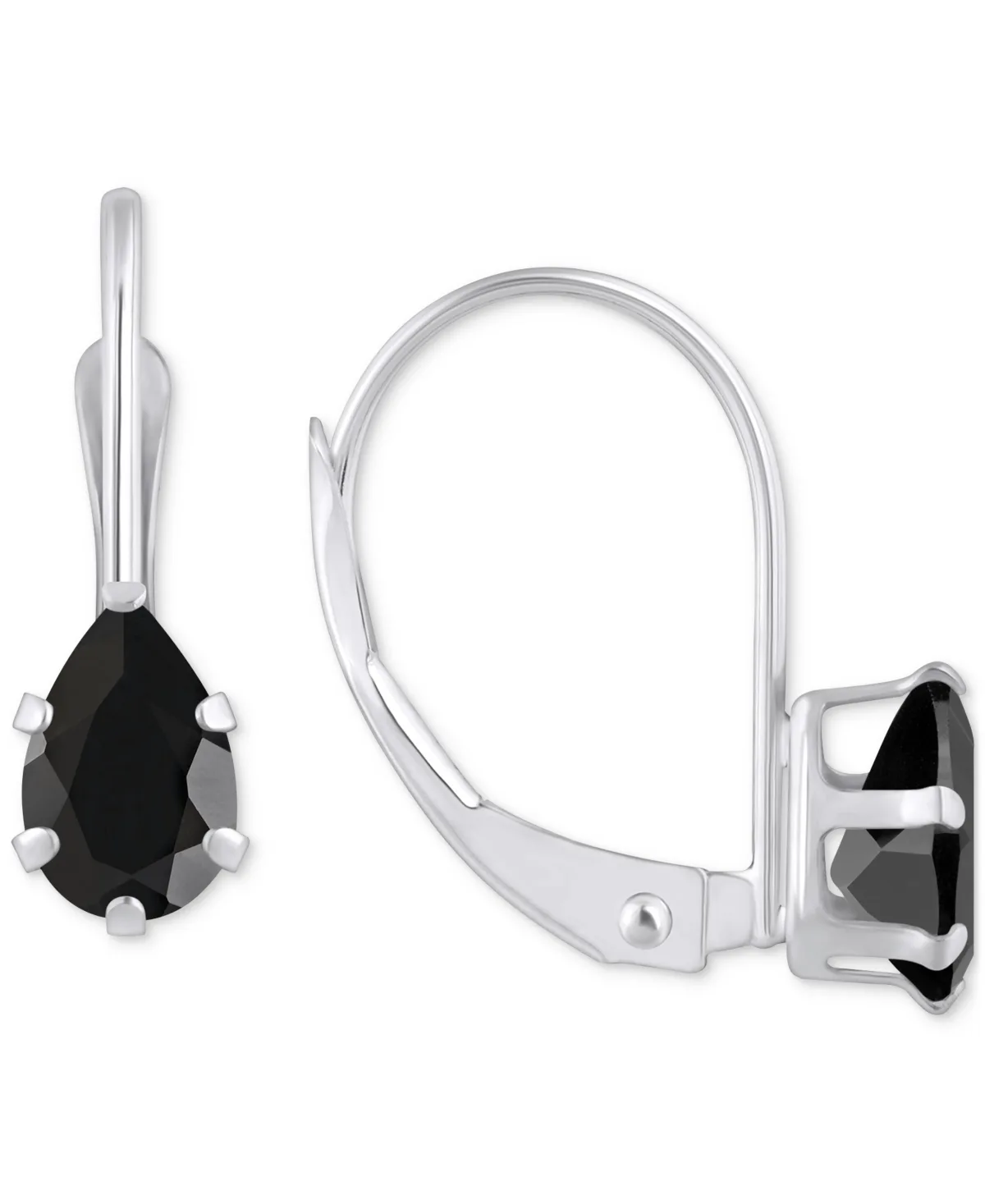 Onyx Pear-Cut Solitaire Leverback Earrings in 10k Gold