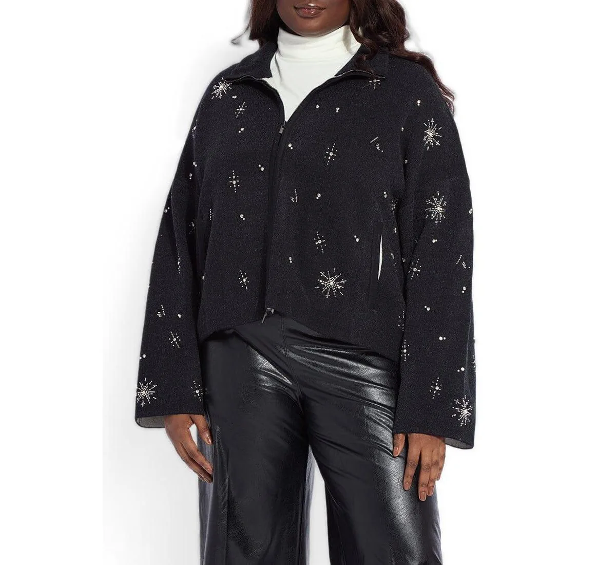 Scottie Oversized Embellished Knit Jacket by Lysse