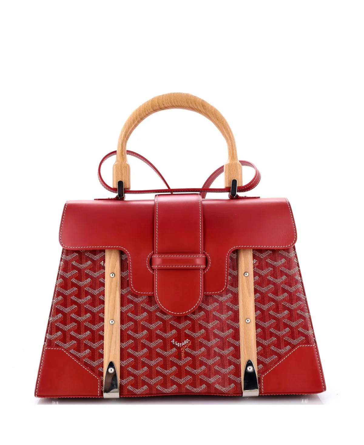 Pre-Owned Goyard mm Saigon Top Handle Bag Coated Canvas with Leather by Pre Owned Goyard