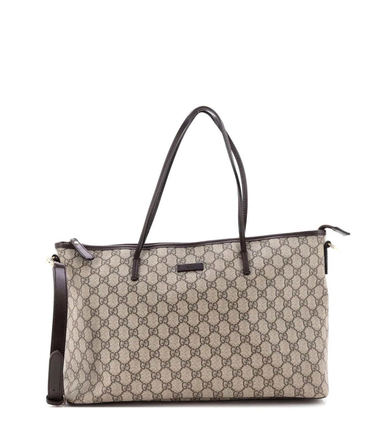 Pre-Owned Gucci Large Convertible Zip Tote Gg Coated Canvas with Leather by Gucci