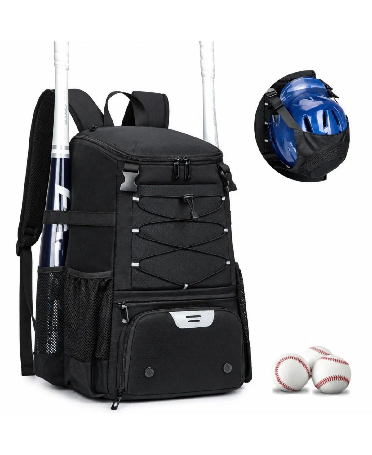 40L Large Capacity Baseball Softball Bag with Shoe Compartment Bat Holder