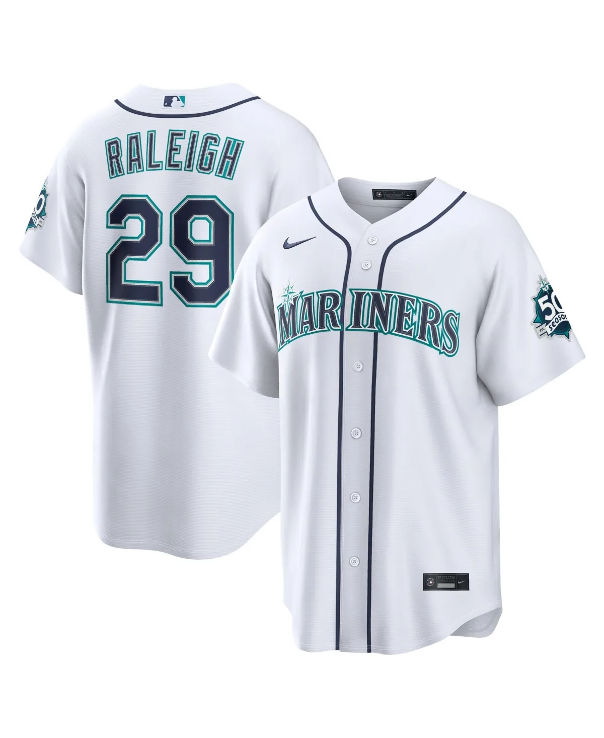 Cal Raleigh Seattle Mariners Home Stadium 50th Season Patch Jersey by Nike