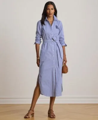 Point Collar Striped Broadcloth Shirt Dress by Ralph Lauren