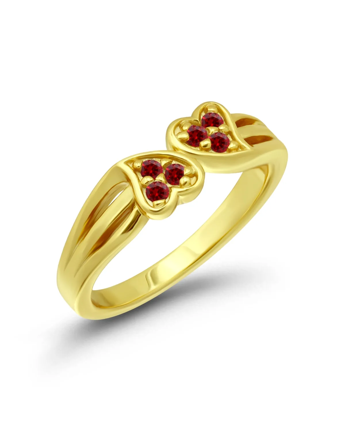 Gold-Tone Red Cubic Zirconia Double Heart Ring by Macy's