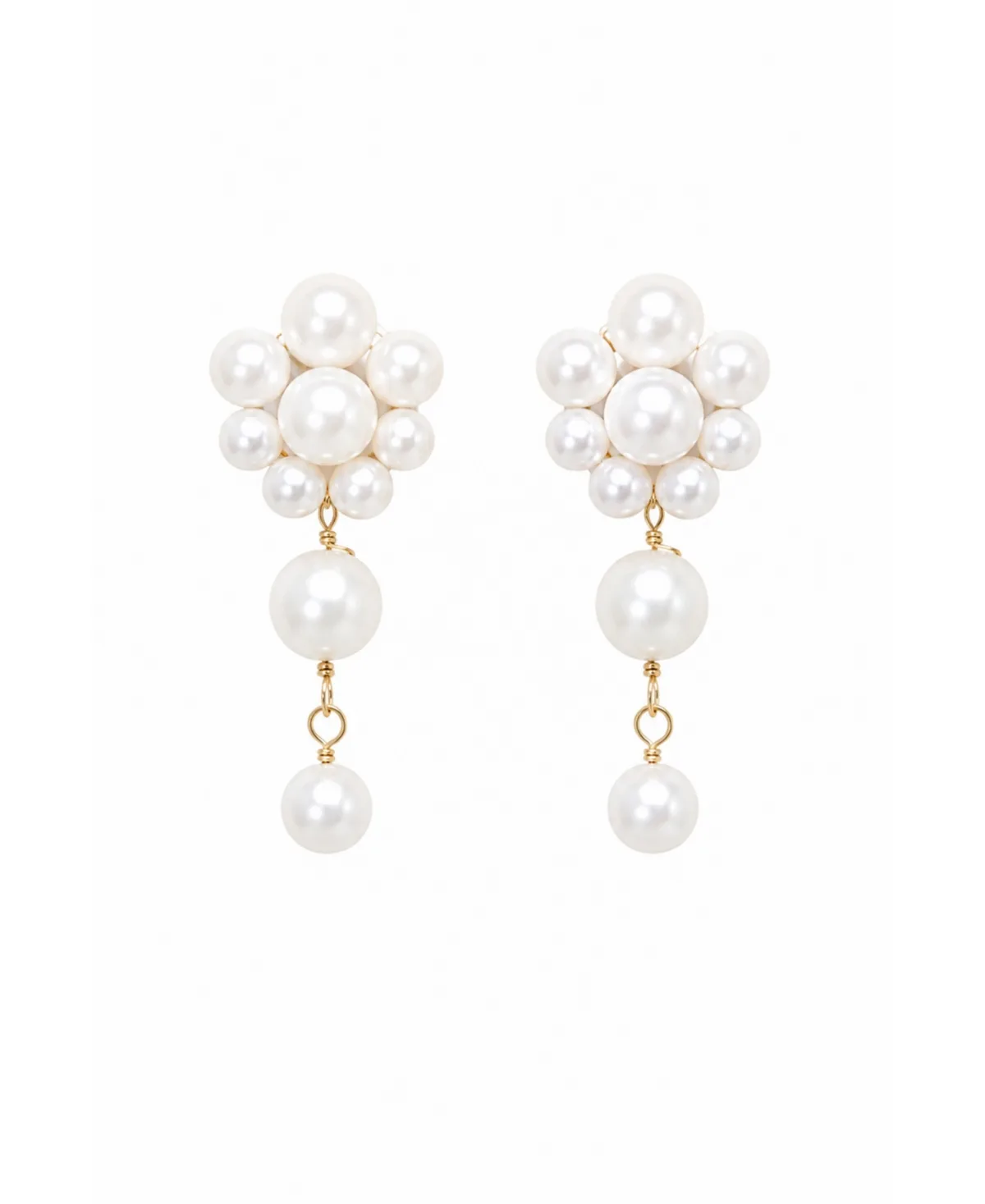 Imitation Pearl Gold-Tone Peony Drop Earrings by Untamed Petals