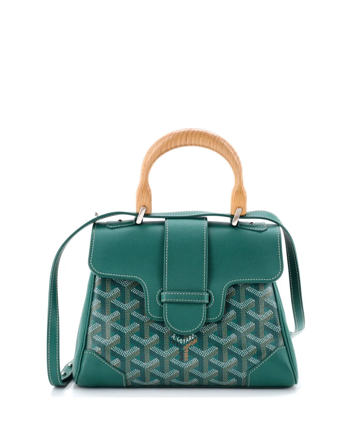 Pre-Owned Goyard Mini Structured Saigon Top Handle Bag Coated Canvas with Leather by Pre Owned Goyard