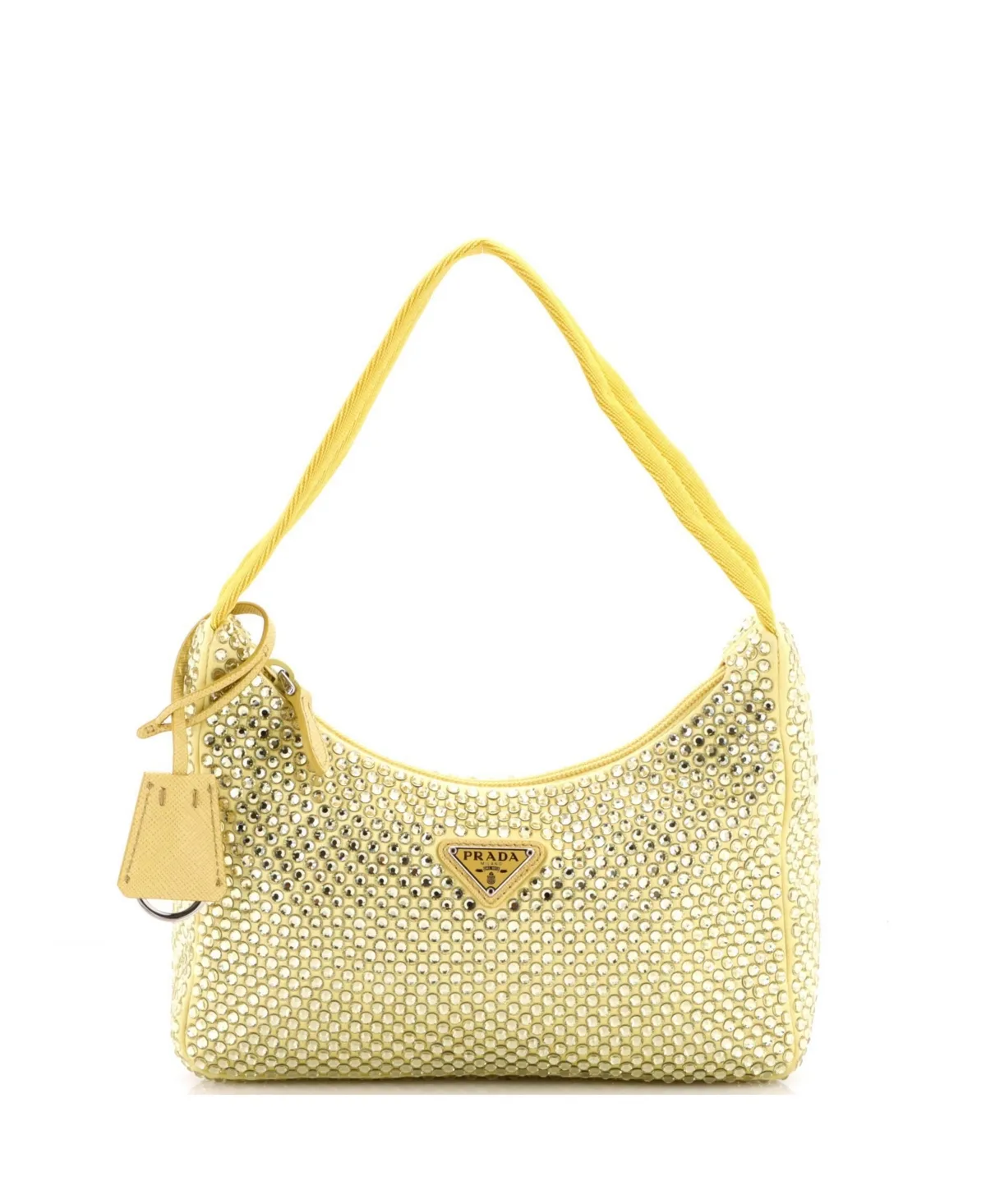 Pre-Owned Prada Mini Re-Edition 2000 Hobo Crystal Embellished Satin by Prada